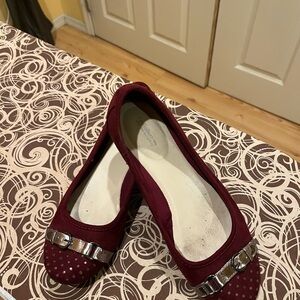 Croft & Barrow Burgundy Flats with Silver Detail